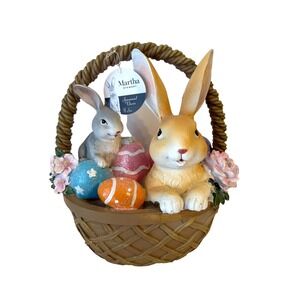 Martha Stewart Easter Basket Bouquet Bunnies Eggs Paster Centerpiece Decor NWT